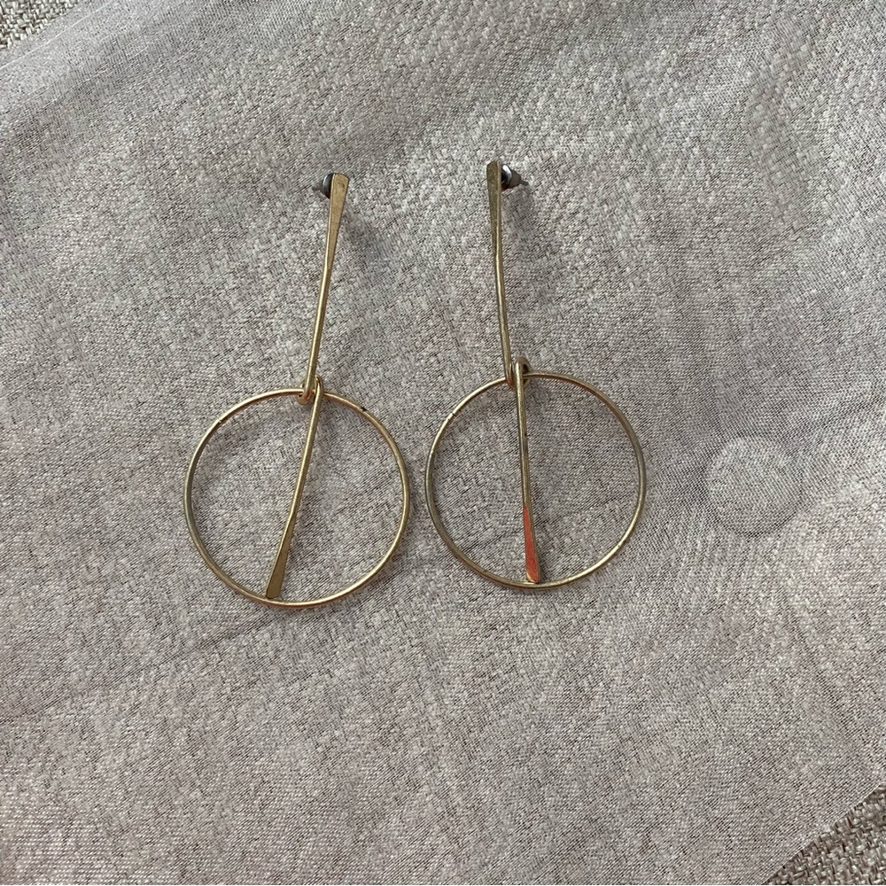 Brass Geometric Statement Earrings - image 1